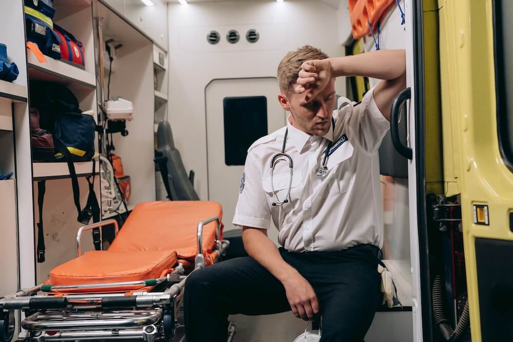 Tired paramedic